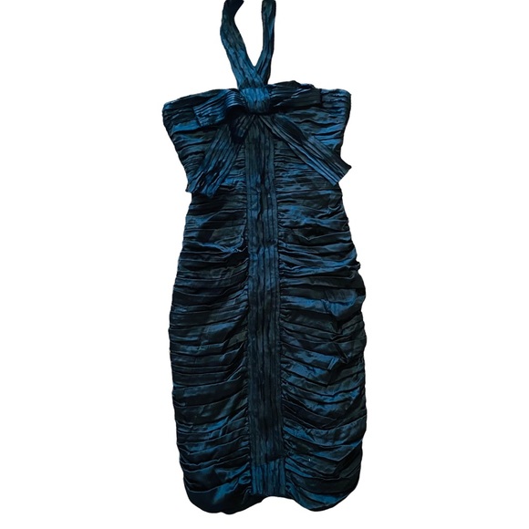 DOLCE & GABBANA Black Pleated Silk Dress With Bow - Picture 5 of 14